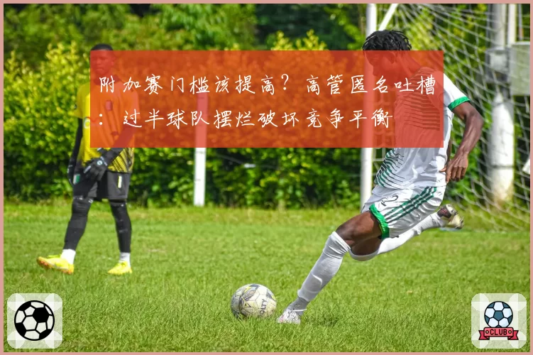 附加赛门槛该提高？高管匿名吐槽：过半球队摆烂破坏竞争平衡